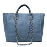 Handbags Shoulder Women Beach Bags Large Capacity Canvas Tote Bag With Chain - Zeprah