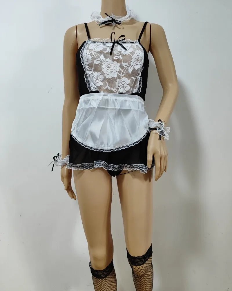 Headband and Stockings Maid Japanese Bondage Suit Adult Sm Lace Maid Cosplay Sexy Lingerie Womens Sexy Underwear - Zeprah