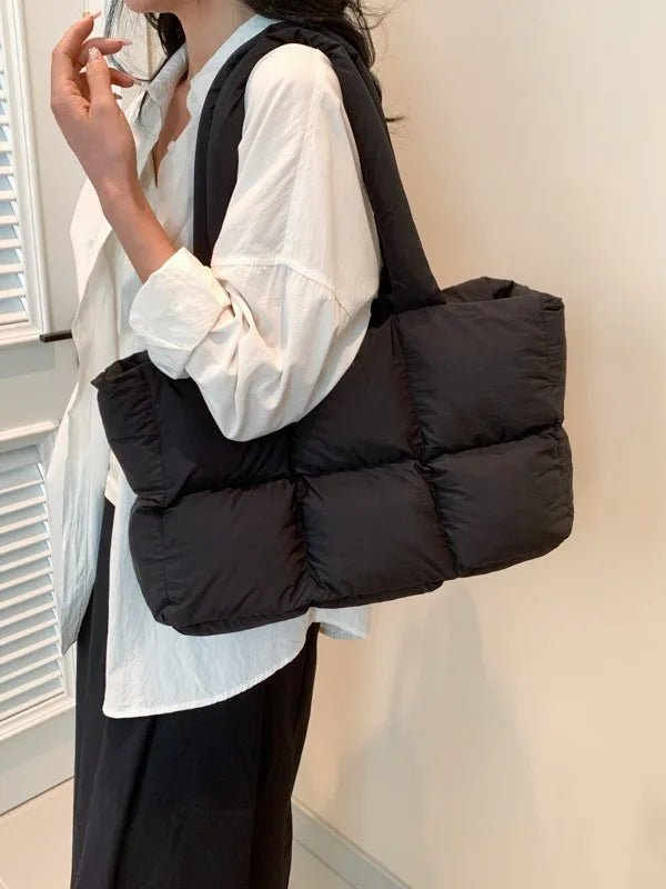 Herald Puffer Tote Bag for Women, Large Quilted Puffy Handbag Lightweight Satchel Purse for Work Travel Gym Shop - Zeprah