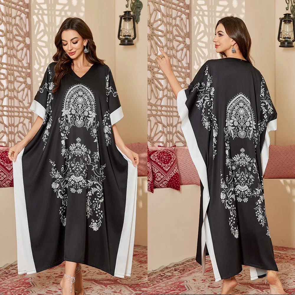 High - End Elegant Long Nightgown Women New Middle Eastern Style Solid Export Drawstring Robes for Spring - Zeprah