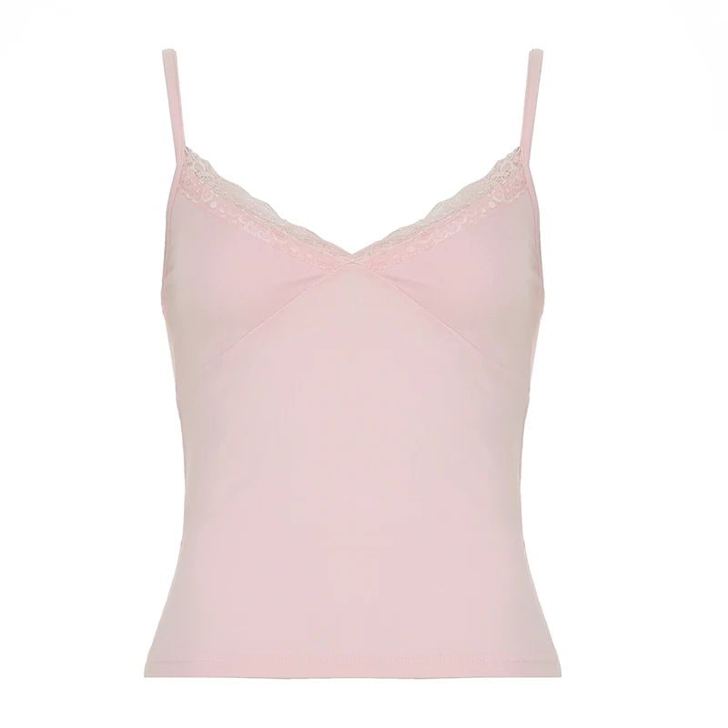 High Quality Women Camisole Summer Solid Color Lace Trim Knit Top Breathable Comfortable Sleeveless Homewear New - Zeprah