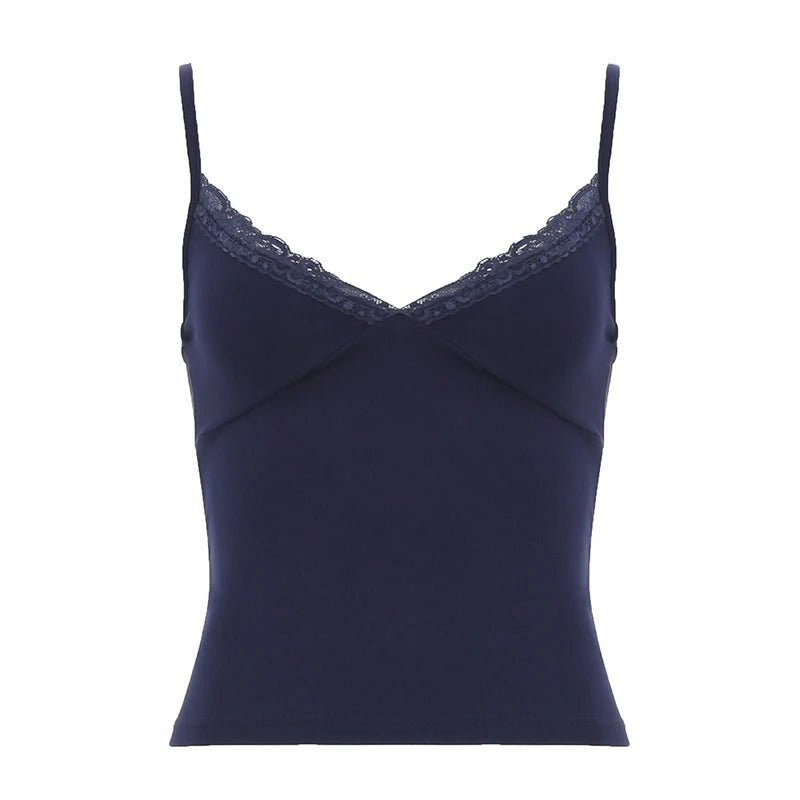 High Quality Women Camisole Summer Solid Color Lace Trim Knit Top Breathable Comfortable Sleeveless Homewear New - Zeprah