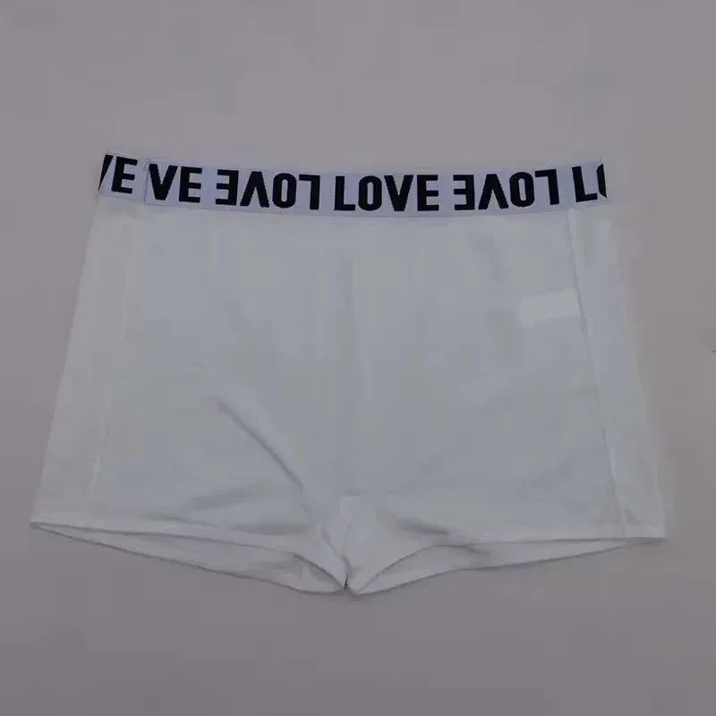 High - Rise Letter Print Boyshort Panties – 'LOVE' Waistband Cotton Boxer Shorts - Zeprah