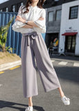 High - Rise Silk Women's Trousers Loose Fit Wide Leg Pants Elastic Waist Casual Patchwork Design Painting Decorations - Zeprah