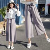 High - Rise Silk Women's Trousers Loose Fit Wide Leg Pants Elastic Waist Casual Patchwork Design Painting Decorations - Zeprah