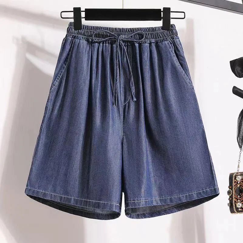 High Waist Shorts Loose - fit Girl Shorts Ice Silk Fusing Denim Shorts - Zeprah