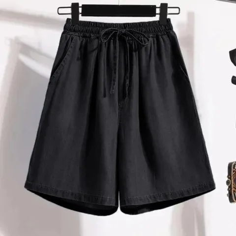 High Waist Shorts Loose - fit Girl Shorts Ice Silk Fusing Denim Shorts - Zeprah