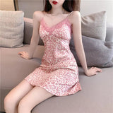 Hollow - out Design Nightgown Sexy Lace Cuff Women's Nightdress Fashionable Slimming Homewear - Zeprah