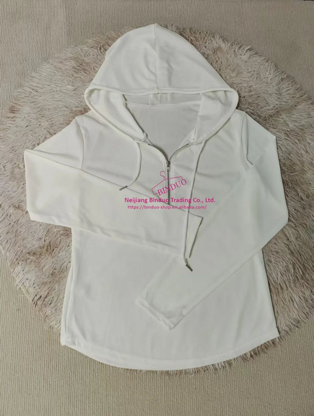 Hooded Long Sleeve Base Shirt Zipper Long - sleeved Top Casual Shirt - Zeprah