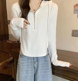 Hooded Long Sleeve Base Shirt Zipper Long - sleeved Top Casual Shirt - Zeprah