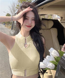 Hot Girl Hanging Neck Suspender Vest Female Summer Western K - pop Chic Design Short Slim tank Top Camisole - Zeprah