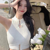 Hot Girl Hanging Neck Suspender Vest Female Summer Western K - pop Chic Design Short Slim tank Top Camisole - Zeprah