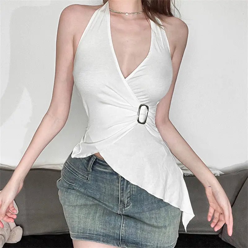 Hot Girl Style Camisole Sexy Summer Sleeveless Tops Halter Neck Women Tank Top - Zeprah