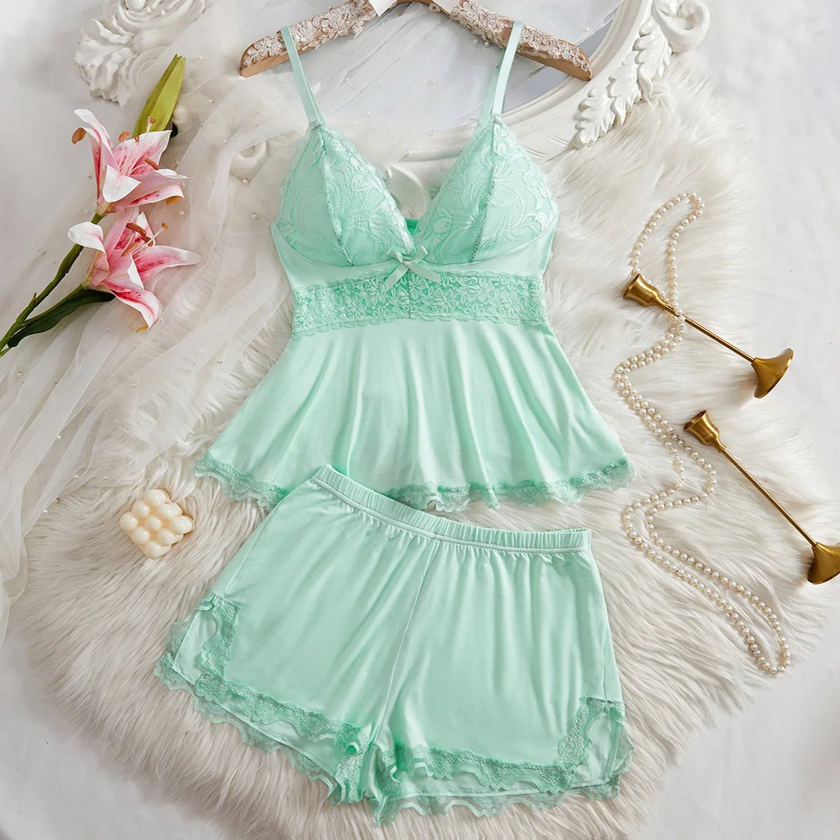 Hot - selling European American Style Lace Sexy Women's Suspender Shorts Two - piece - Zeprah