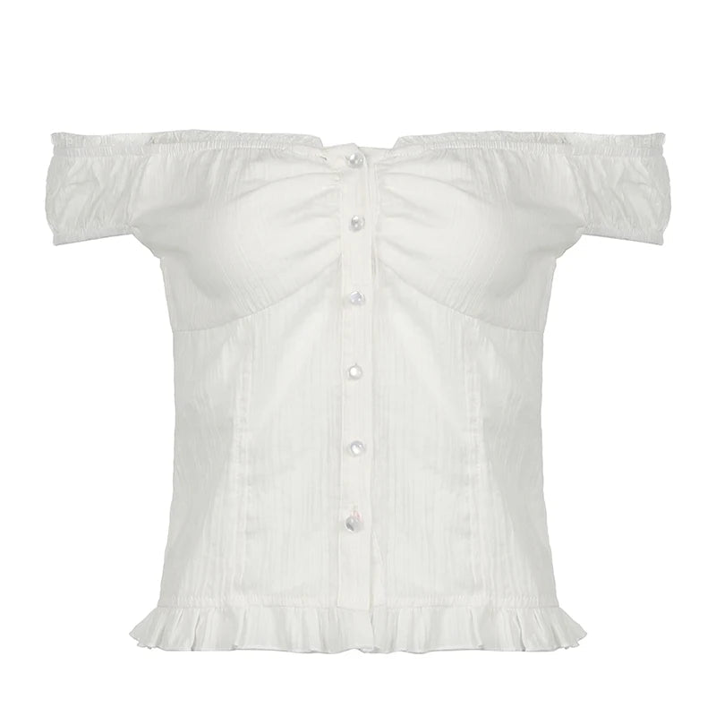 Hot Selling Women's Breathable Lace Patchwork Short Sweet Button Sleeveless Slim Fit Tank Tops Summer New Product Sexy Vest - Zeprah