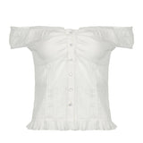 Hot Selling Women's Breathable Lace Patchwork Short Sweet Button Sleeveless Slim Fit Tank Tops Summer New Product Sexy Vest - Zeprah