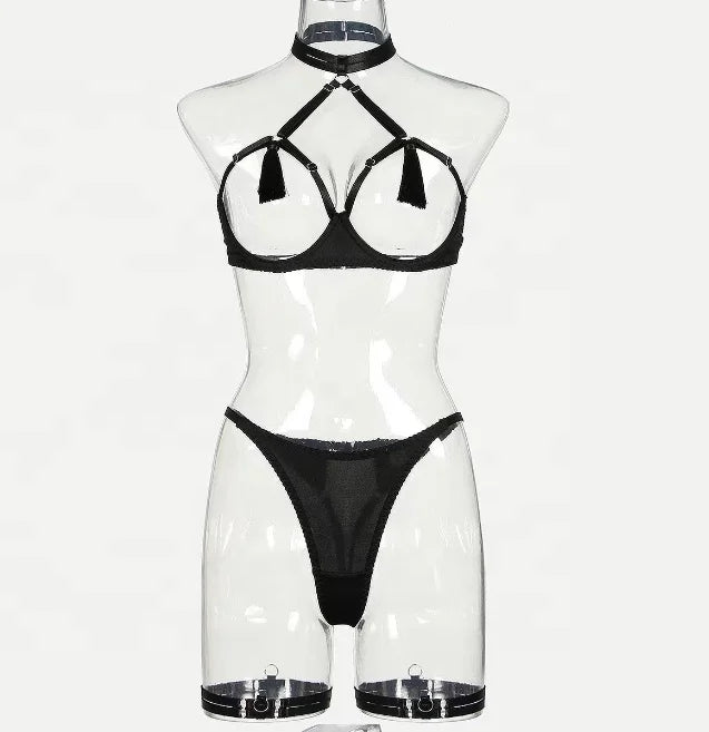 Hot Sexy Underwear Sexy Hollow Dew Milk Tassel Temptation Open Underwear Women - Zeprah