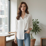 Essential Oversized Casual Button-Down Blouse