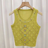Ice Silk Cropped Top Slim - fit Sleeveless Tops Colorful Women's Tanks Camis - Zeprah