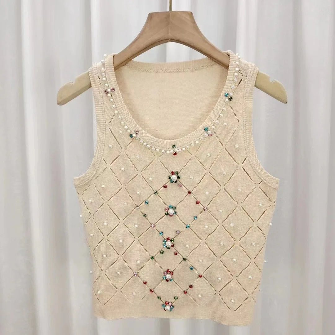 Ice Silk Cropped Top Slim - fit Sleeveless Tops Colorful Women's Tanks Camis - Zeprah