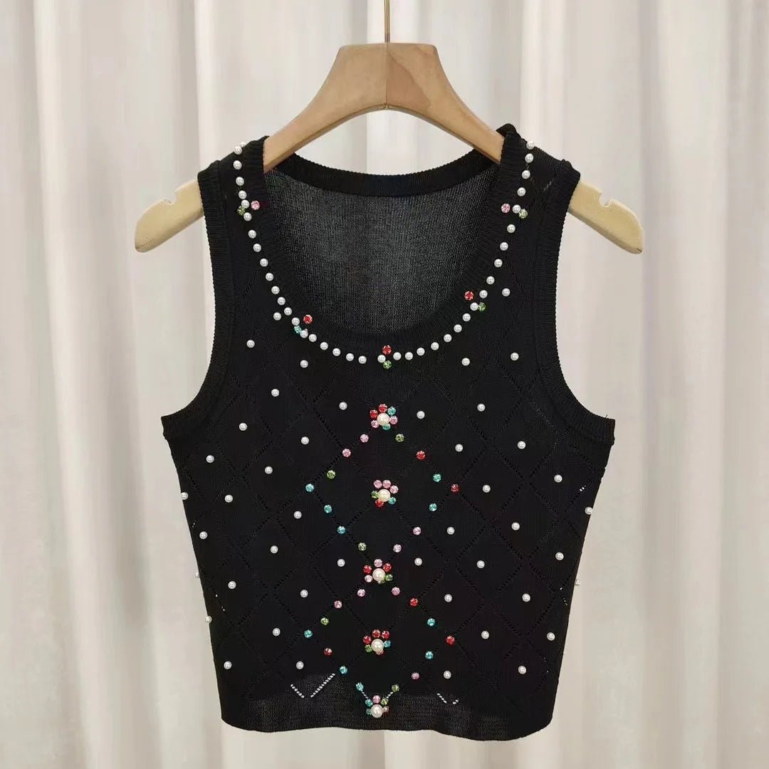 Ice Silk Cropped Top Slim - fit Sleeveless Tops Colorful Women's Tanks Camis - Zeprah