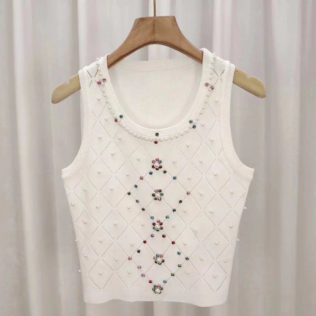 Ice Silk Cropped Top Slim - fit Sleeveless Tops Colorful Women's Tanks Camis - Zeprah