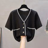 Ice Silk Graphic Tee V - neck Tops for Women Trendy Knitted Cardigan - Zeprah