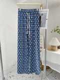 Ice - silk Jeans Wide - legged Printed Slacks Cool Long Pants - Zeprah