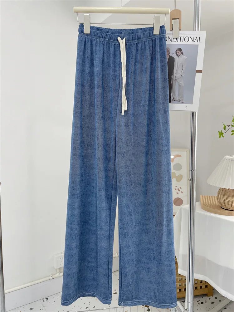 Ice - silk Jeans Wide - legged Printed Slacks Cool Long Pants - Zeprah