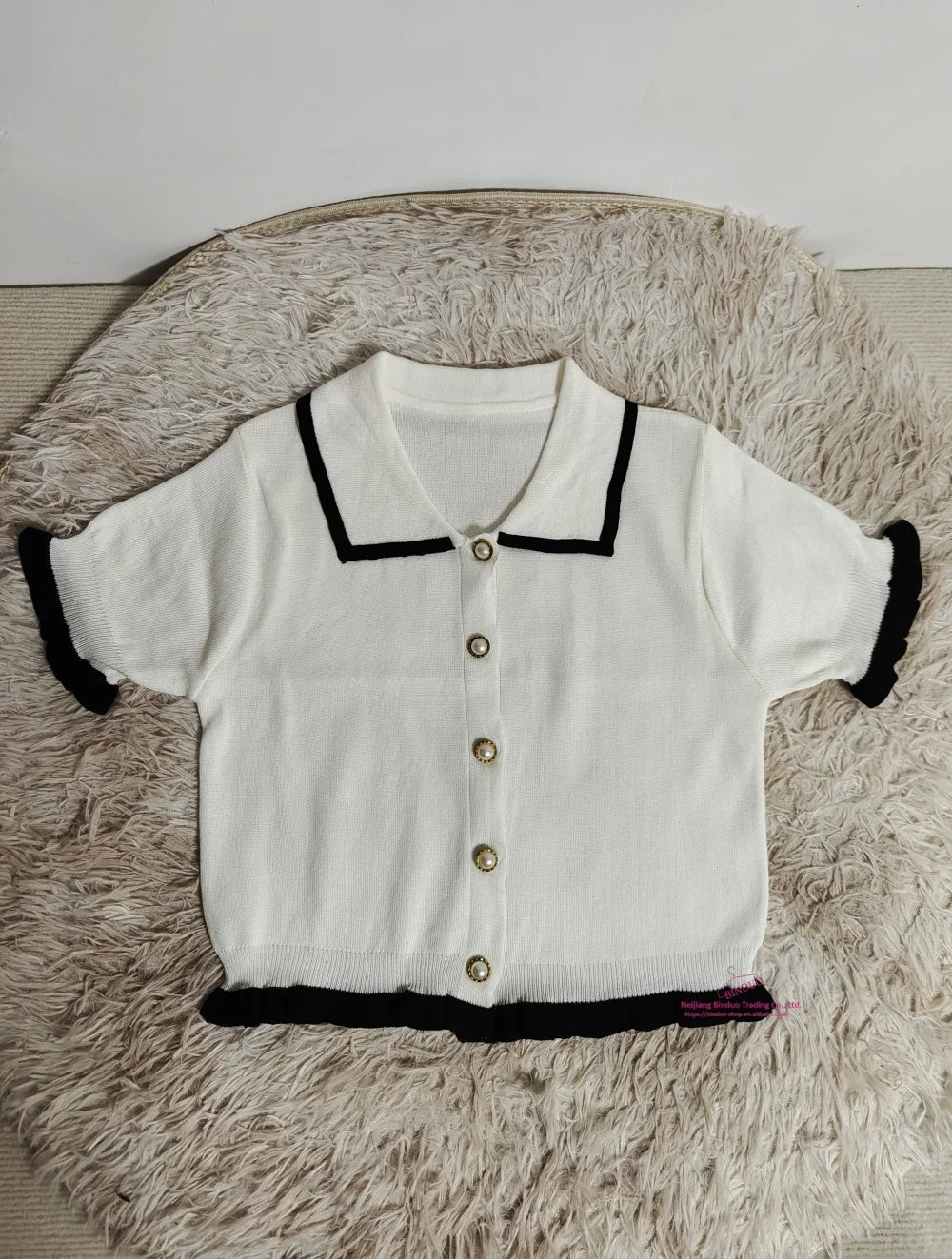 Ice Silk Short Knit Cardigan Short Sleeve Ice Silk Polo Shirt Knitted Short - sleeved Blouse - Zeprah