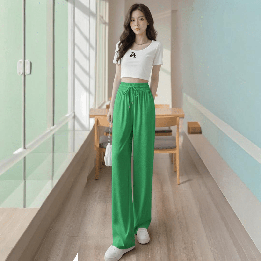 Ice - silk Wide - Leg Trousers Printed Cool Trousers Lightweight Slacks - Zeprah