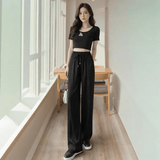 Ice - silk Wide - Leg Trousers Printed Cool Trousers Lightweight Slacks - Zeprah
