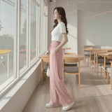 Ice - silk Wide - Leg Trousers Printed Cool Trousers Lightweight Slacks - Zeprah