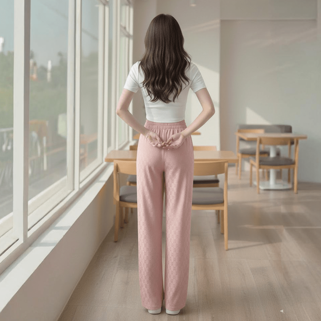 Ice - silk Wide - Leg Trousers Printed Cool Trousers Lightweight Slacks - Zeprah