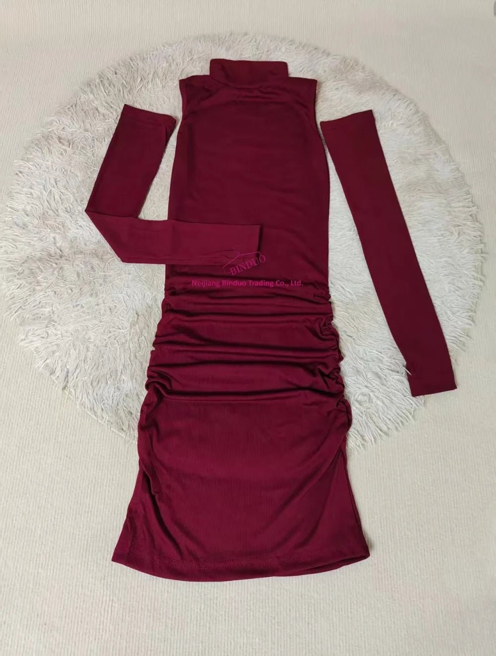 Innocent - Seductive Style Belt Sleeve Dress Women's High Neck Spice Girl Fashion A - Line Hip Dress - Zeprah