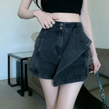 Irregular Denim Women's Summer High Waist A - Line Skirt Spice Girl Vintage Slimming Hip Skirt - Zeprah
