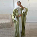 Islamic Turkey Eid Ramadan Cardigan Modest Kimono Women Muslim Dress Nida Split Sleeve Dubai Abaya - Zeprah