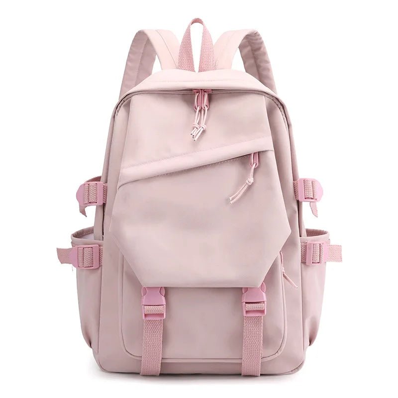 Japanese Retro Graffiti Color Block Backpack for Girls Korean Middle High School Students Fresh Literary Polyester Campus Bag - Zeprah
