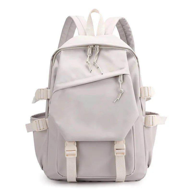 Japanese Retro Graffiti Color Block Backpack for Girls Korean Middle High School Students Fresh Literary Polyester Campus Bag - Zeprah