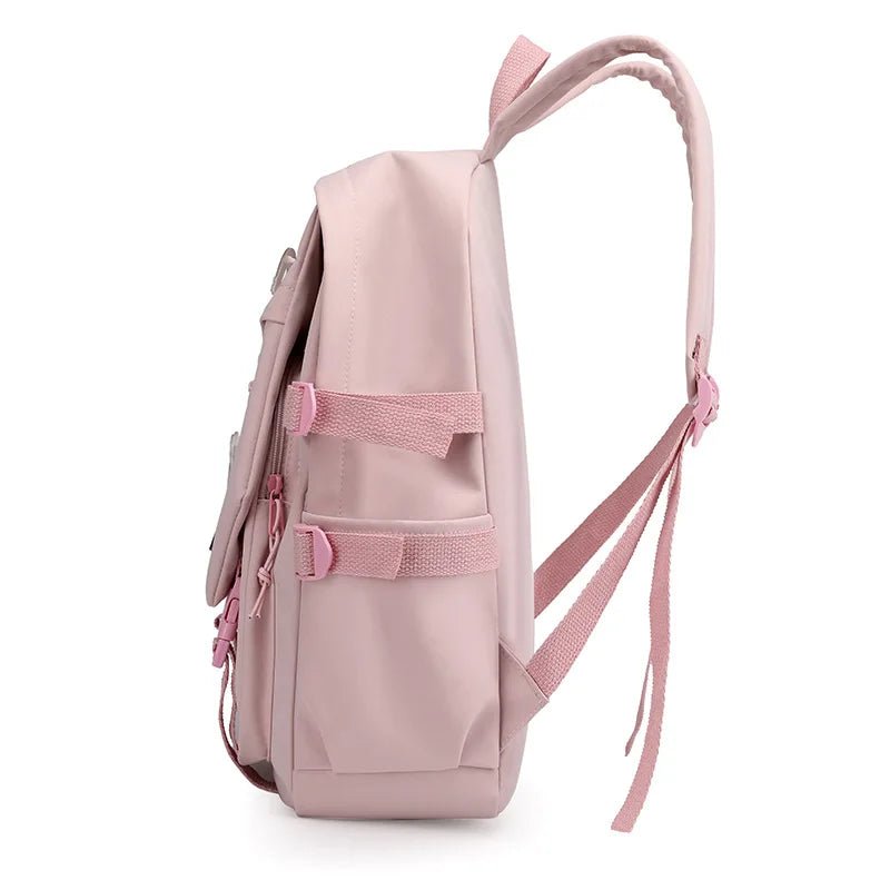 Japanese Retro Graffiti Color Block Backpack for Girls Korean Middle High School Students Fresh Literary Polyester Campus Bag - Zeprah