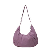 Japanese - Style Large Capacity Nylon Shoulder Bag for Women Pleated Crossbody Design Zipper Solid Color for Commuting Students - Zeprah