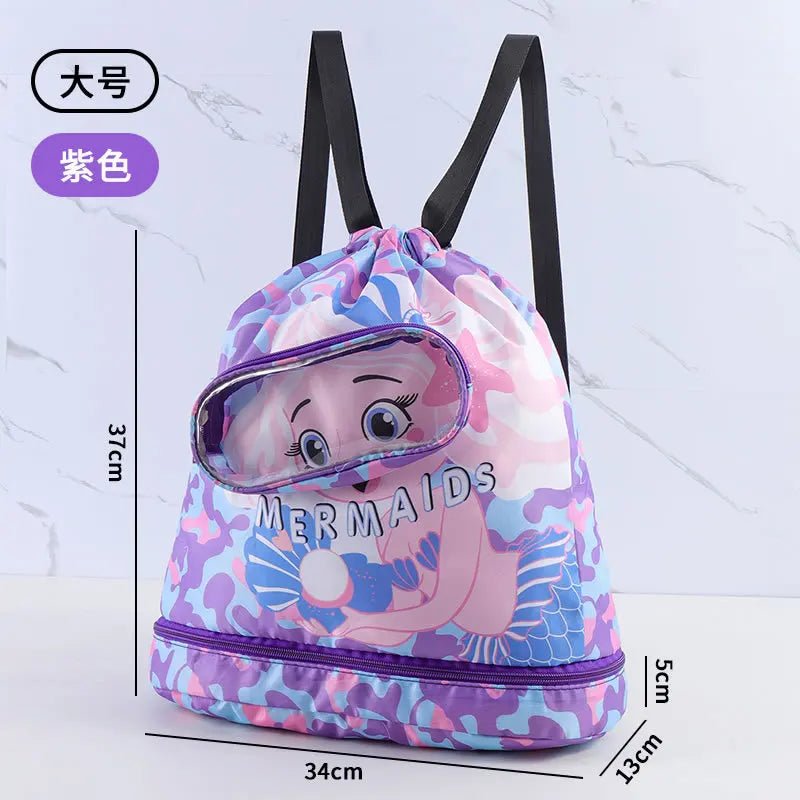 Kidsren's Wet Dry Separation Waterproof Storage Bag Boys Girls Sports Portable Cute Cartoon Beach Backpack Made Polyester - Zeprah