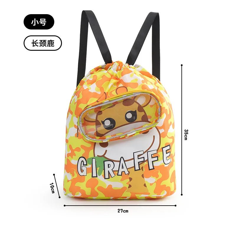 Kidsren's Wet Dry Separation Waterproof Storage Bag Boys Girls Sports Portable Cute Cartoon Beach Backpack Made Polyester - Zeprah