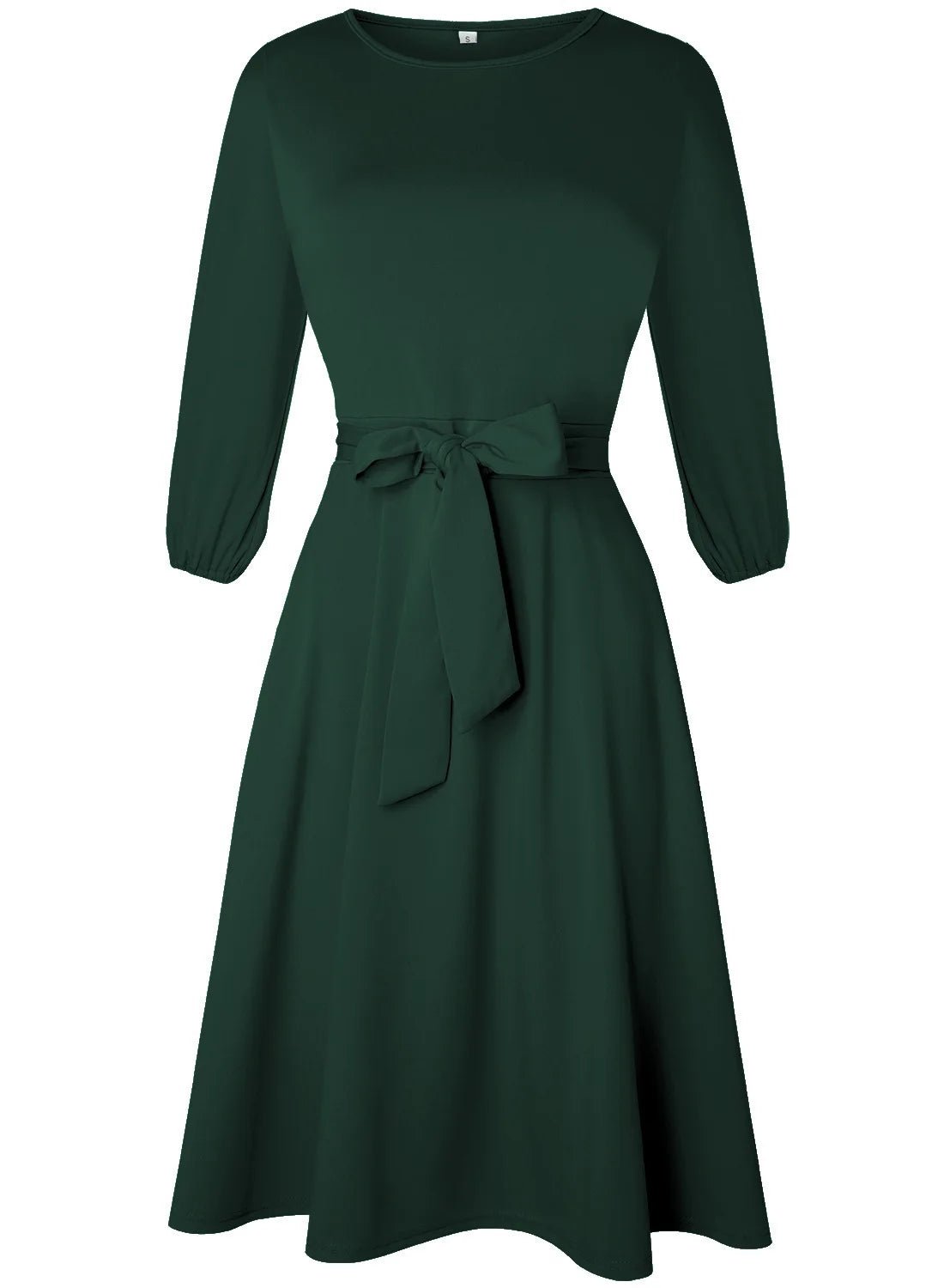 Knee - Length A - Line Dress with Lantern Sleeves & Ruffles - Zeprah