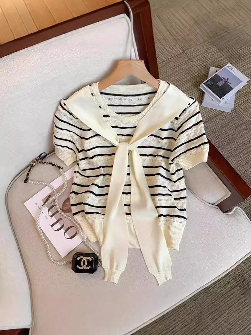 Knitted Crop Top Hollow Out Women's Clothing Best Sale Short - Sleeved Tee - Zeprah