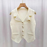 Knitted Flower Women's Camisole Solid Colour Breathable Simple Crop Top Women's Knitting tank Top - Zeprah