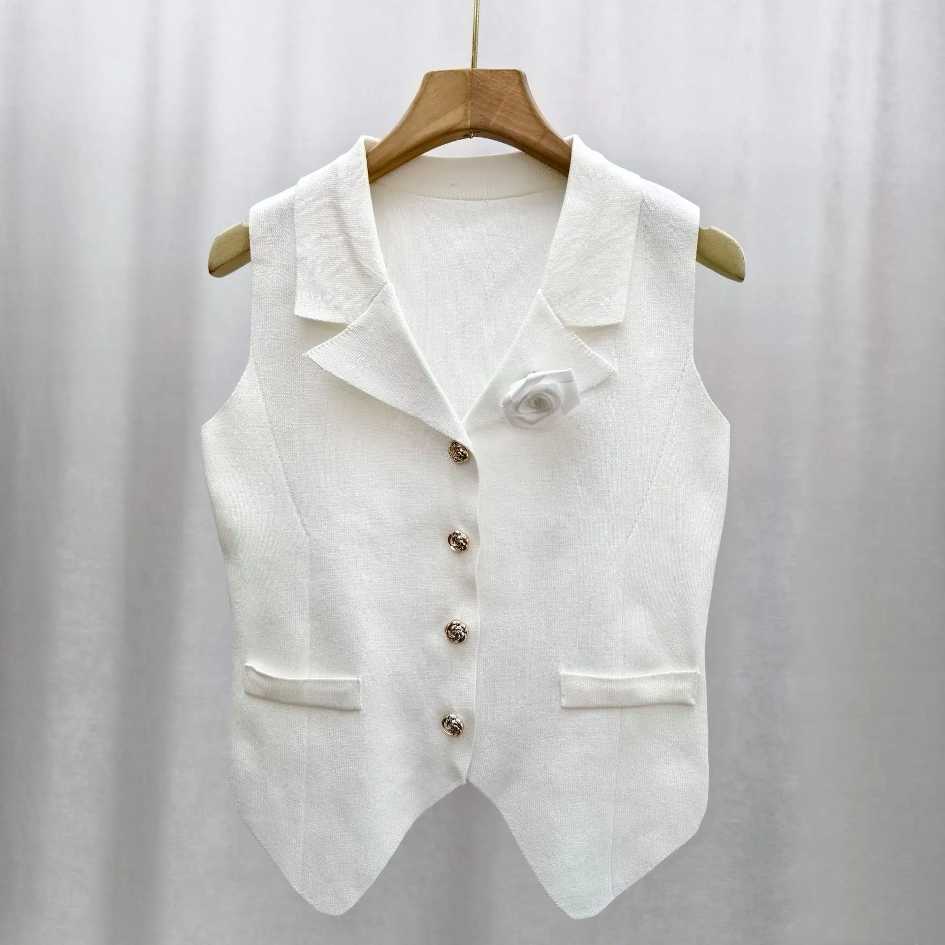 Knitted Flower Women's Camisole Solid Colour Breathable Simple Crop Top Women's Knitting tank Top - Zeprah