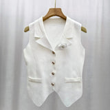 Knitted Flower Women's Camisole Solid Colour Breathable Simple Crop Top Women's Knitting tank Top - Zeprah