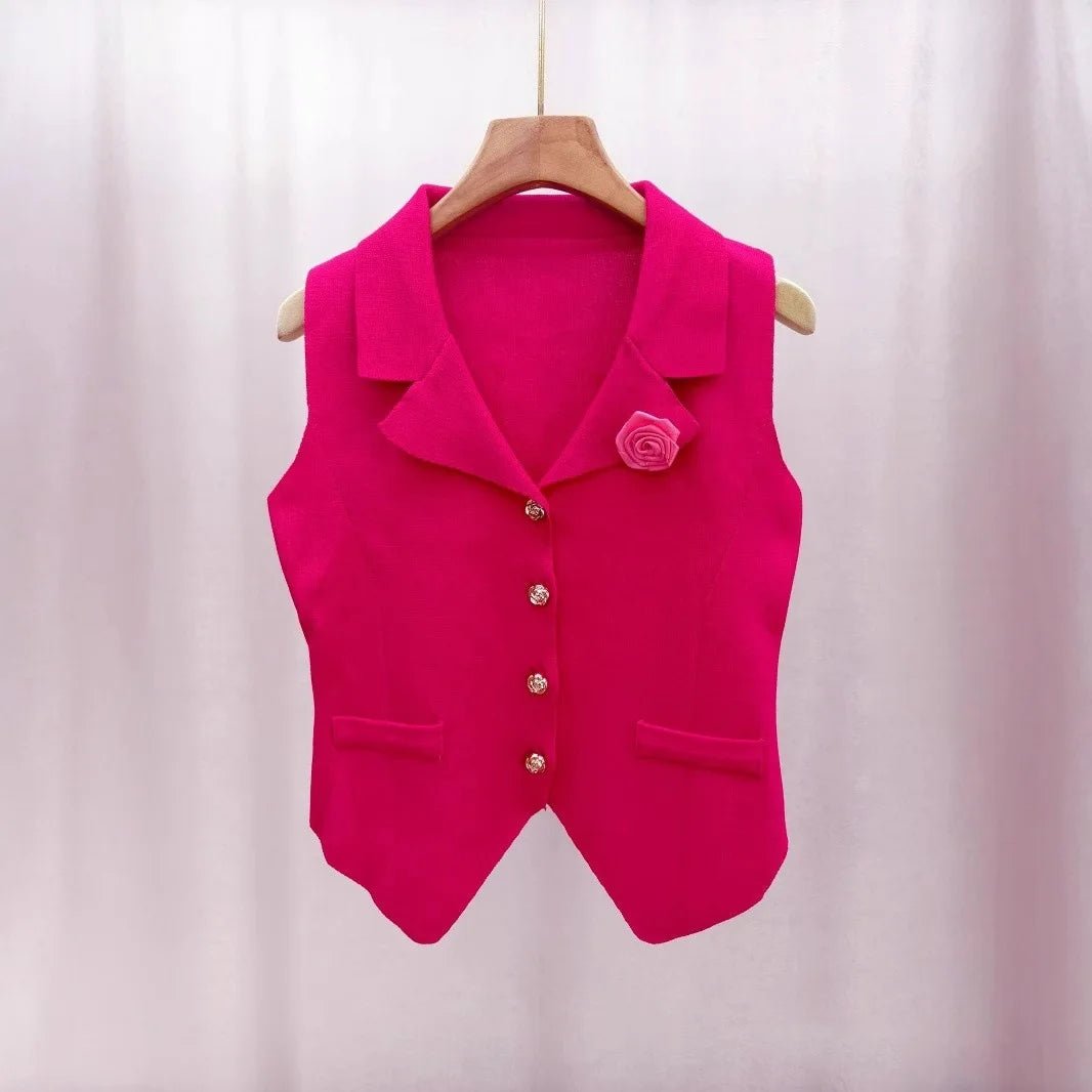 Knitted Flower Women's Camisole Solid Colour Breathable Simple Crop Top Women's Knitting tank Top - Zeprah