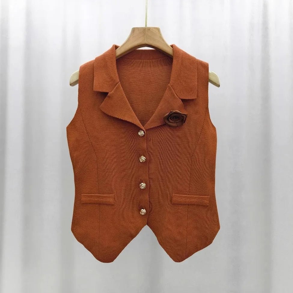 Knitted Flower Women's Camisole Solid Colour Breathable Simple Crop Top Women's Knitting tank Top - Zeprah